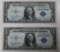 2- 1935A $1.00 Silver Certificates, w/ sequential serial numbers, sells times the money