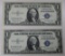 2- 1935H $1.00 Silver Certificates WITH MOTTO, w/ sequential serial numbers, sells times the money