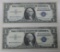 2- 1957A $1.00 Silver Certificates, w/ sequential serial numbers, sells times the money