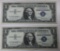 2- 1957 $1.00 Silver Certificates, w/ sequential serial numbers, sells times the money