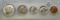 1969 US Coin Type set, 40% silver Half, in plastic holder