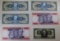 6- Brazilian Cruzeiro Banknotes, 1, 2, 100, and 1000 Denominations, sells times the money