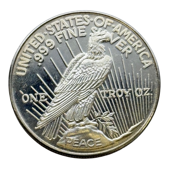 1 oz .999 Fine Silver Bullion Coin, Liberty & Peace Design