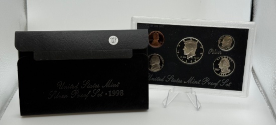 1998 United States Mint Silver Proof Coin Set, INCLUDES 90% SILVER HALF, QUARTER & DIME
