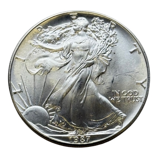 1987 United States Silver Eagle Coin, 1 oz .999 Fine Silver