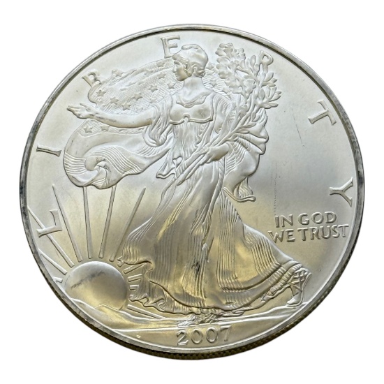 2007 Unites States Silver Eagle Coin, 1 oz .999 Fine Silver