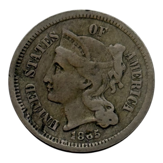 1865 Three-Cent Nickel Coin, United States Mint