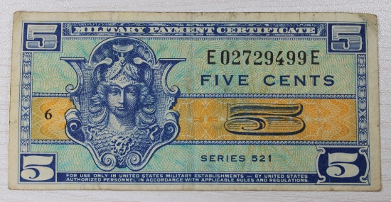Series 521 Military Payment Certificate, Five Cents