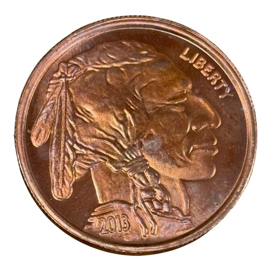 2013 Buffalo Replica Copper Round, 1 AVDP oz, Collectible Coin