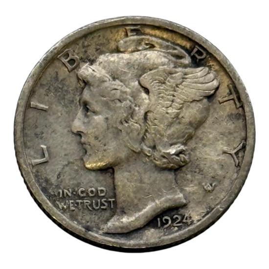 1924 Mercury Dime, United States Mint, 90% Silver