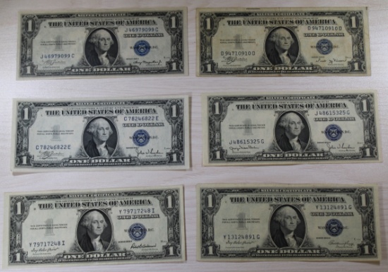 6- 1935 Silver Certificates, 1935A,B,C,D,E,F, Sells times the money