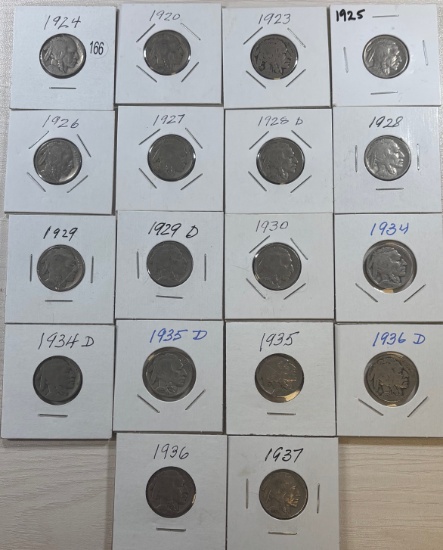 COLLECTION STARTER- Buffalo Nickel Collection, Various Years 1923-1937, Multiple Mint Marks