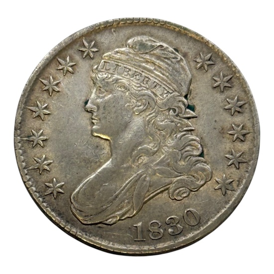1830 United States Capped Bust Half Dollar Coin, Silver Composition