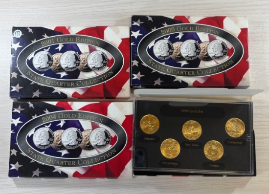 5- State Quarter Sets, Gold Plated edition, 1999, 2000, 2001, 2004, sells times the money