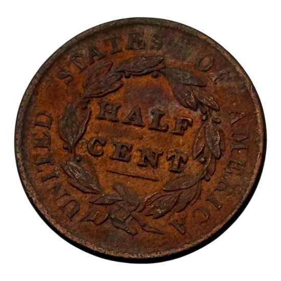 1829 Classic Head Half Cent, United States Coin