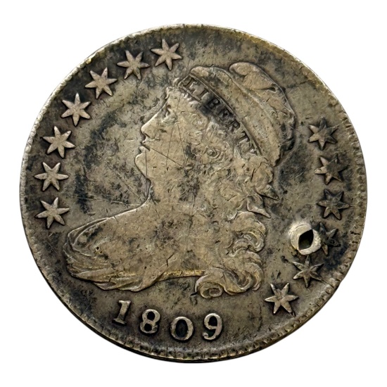 1809 Capped Bust Half Dollar, 50 Cents, Silver Coin