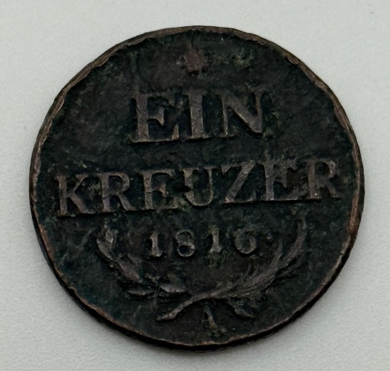 1816 Austria Ein Kreuzer Coin