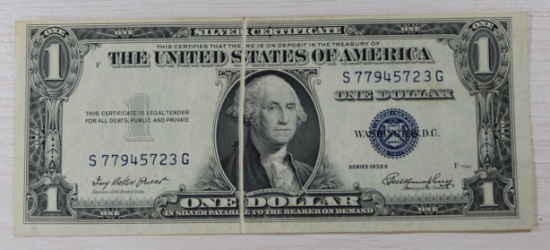 1935 E U.S. Silver Certificate w/ GUTTERFOLD ERROR