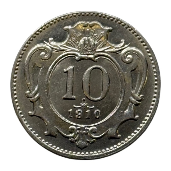 1910 Austria 10 Heller Coin