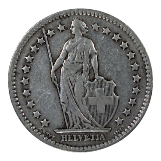 1943 Swiss 1 Franc Coin, Mint Mark B