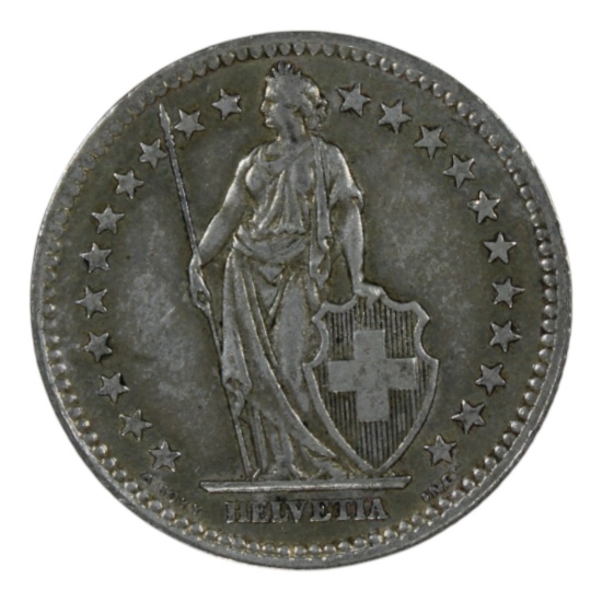 1958 Switzerland 2 Francs Coin - Helvetia Design