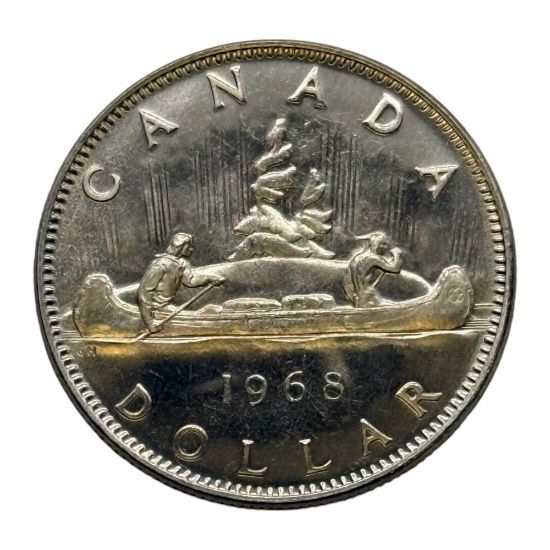1968 Canadian Dollar Coin, Nickel, Voyageur Design