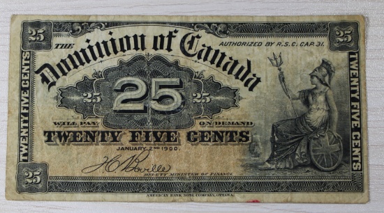Dominion of Canada 25 Cents Fractional Note, January 2nd, 1900