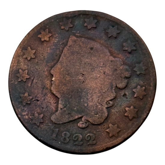 1822 Liberty Head Large Cent, United States, One Cent Coin