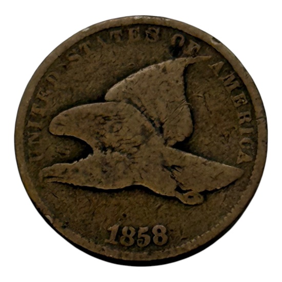 1858 Flying Eagle Cent, United States Coin, Copper-Nickel