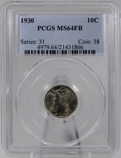1930 Mercury Dime in PCGS MS64FB Holder