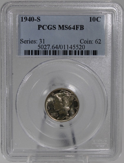 1940-S Mercury Dime in PCGS MS64FB Holder