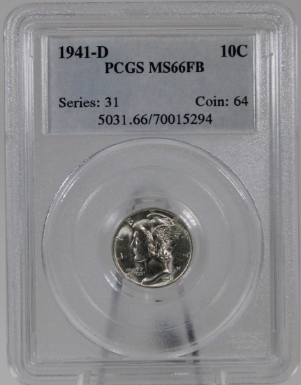 1941-D Mercury Dime in PCGS MS66FB Holder