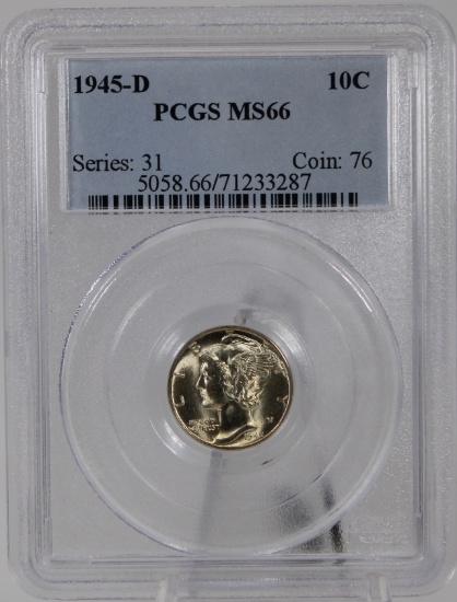 1945-D Mercury Dime in PCGS MS66 holder