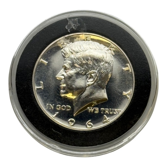 PROOF 1964 Kennedy Half Dollar Coin, USA, 90% Silver