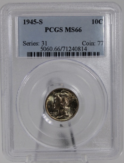 1945-S Mercury Dime in PCGS MS66 Holder