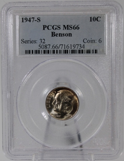 1947-S Roosevelt Dime in PCGS MS66 Holder