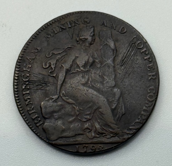 1792 Birmingham Mining and Copper Company Half Penny Token, UK