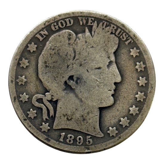 1895-O Barber Half Dollar Coin, 90% Silver