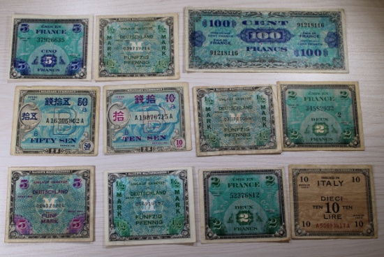 11 pcs- Military Payment Certificates & Military Currency Notes, sells times the money