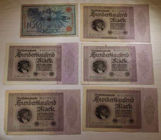 6- Early German Banknotes, sells times the money