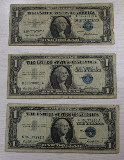 3- 1957 Silver Certificates, sells times the money