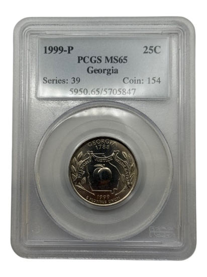 1999-P Georgia State Quarter in PCGS MS65 Holder