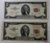 1953 A and B Red Seal $2.00 Star Banknotes, sells times the money