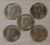 5- 40% Silver Kennedy Half Dollars, sells times the money