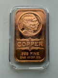 1 AVDP oz .999 Fine Copper Bullion Bar, Native American & Eagle Design