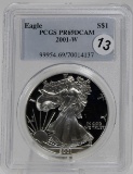 2001-W American Silver Eagle in PCGS PR69DCAM Holder