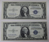 2- 1935H $1.00 Silver Certificates WITH MOTTO, w/ sequential serial numbers, sells times the money