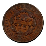 1829 Classic Head Half Cent, United States Coin