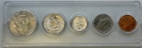 1964 US Coin Type set, 90% silver Half, Quarter, Dime in plastic holder