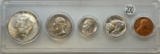 1969 US Coin Type set, 40% silver Half, in plastic holder